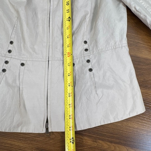 Anthracite by Muse Beige Leopard Print Lined Double Zip Front Moto Jacket Size 4 - Picture 10 of 11